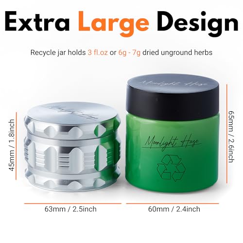 Moonlight Haze Premium 63mm Aluminium 4 Piece Metal Grinder & Jar