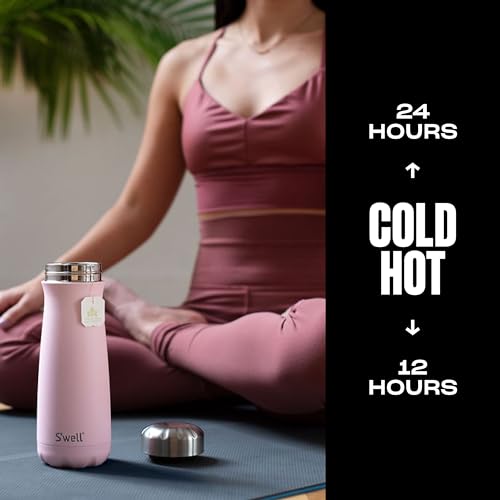S'well Stainless Steel Traveler - 16 Fl Oz - Pink Topaz - Triple-Layered Vacuum-Insulated Travel Mug Keeps Coffee, Tea and Drinks Cold for 24 Hours and Hot for 12 - BPA-Free Water Bottle