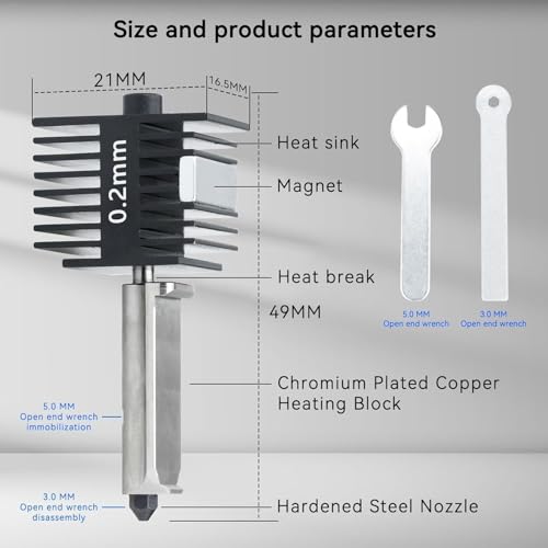 3pac A1 Mini/A1/A2L Hot End Kit 0.2mm+0.4mm+0.6mm Extruder Upgrade High Temperature 0.4 mm Hardened Steel Nozzle Replacement with Silicone Cover Sock for Bambu Laboratory 3D Printer