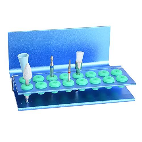 [Australia - AusPower] - 2Pcs 16 Holes Dental Burs Holder Autoclavable Block with Silicon Cover Placing FG RA Burs Blue 