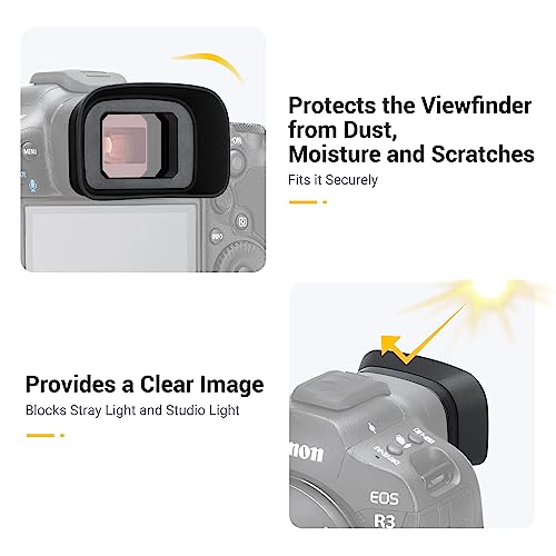 Long Soft Eyecup Eye Cup Eyepiece Viewfinder & 2-Pack RF Mount Body Cap Rear Lens Cover Cap for Canon EOS R3 Mirrorless Camera