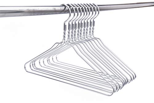 Quality Hangers Silver Aluminum Metal Coat Hangers Heavy Duty Suit Hangers 10 Pack (Adult Size Coat Hanger) Adult Size Coat Hanger