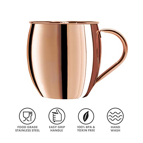Oggi Jumbo Stainless Steel Moscow Mule Mug- 102oz Copper Plated Moscow Mule Cup, Cocktail Cart & Home Bar Accessories, Moscow Mule Mugs Make Great Gifts