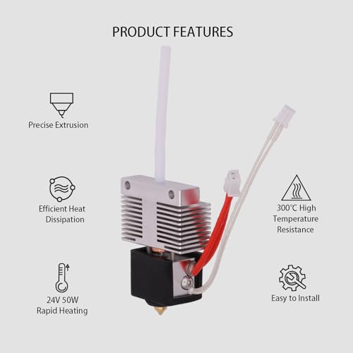 Hotend Kit for Elegoo Neptune 4, Neptune 4 Pro, 3D Printer Print Head Extruder Hot End Kit Heating Block Kit with 5PCS Extra 0.4mm Brass Nozzle Kit and 1 PCS Silicone Cover