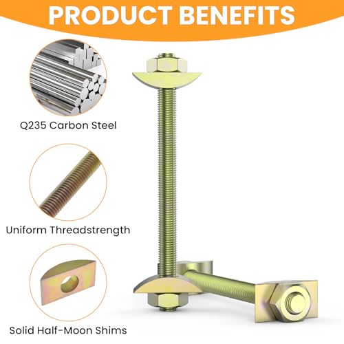 DALQUIS M8x100mm countertop connector bolts with half moon spacers for furniture assembly, pack of 2