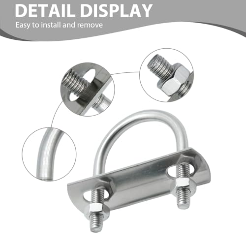 Aynaxcol M6 round U bolts, 34 x 53 mm, with nut plate washers for pipes, wood, and tubes