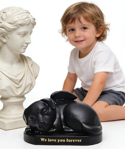 Urn for Dog Ashes, Funeral Box Pet Loss Sleeping Dog Figurine Decor