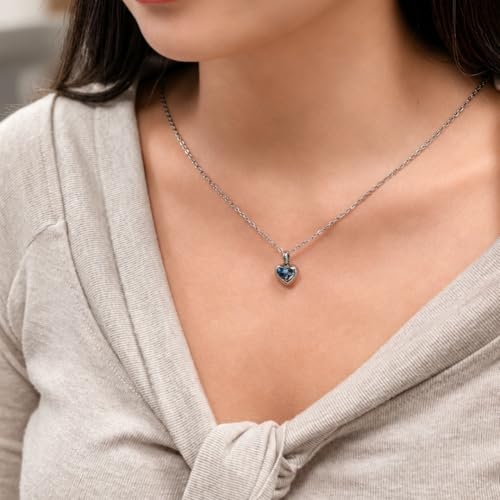 DS. DISTINCTIVE STYLE Heart Urn Necklaces for Ashes, Cremation Jewelry for Women, Memorial Urn Locket Pendant, Stainless Steel