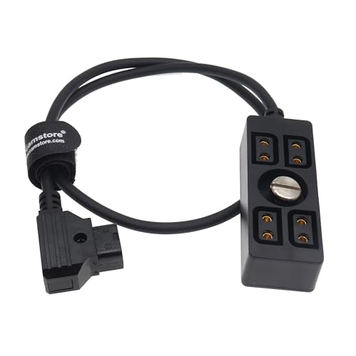 Multicolor D-tap to 4 Port P-tap D tap Splitter Cable 1/4" Screw for Photography Power, Ptap Dtap Fourway Splitter Receptacle 50cm/20in with 1/4"-20 screw