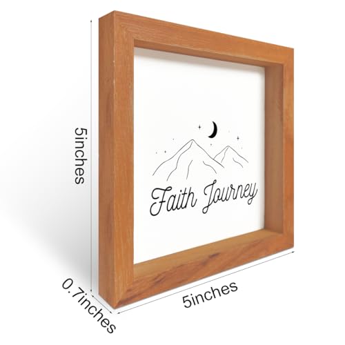 Christian Wood Sign Faith Journey Mountain Rustic Farmhouse Wooden Box Sign For Home Office Desk Decor 5X5 Inches Multi1195