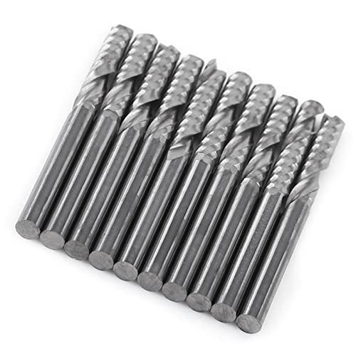 Single-flute End Mill 10pcs 3.175MM Tungsten Carbide Single Flute End Mill Mill Cutting Tool for Industrial Milling Machine