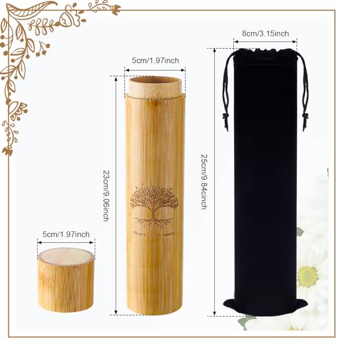 Thyle 4 Set Bamboo Small Scattering Urns for Human Ashes 9'' x 2''
