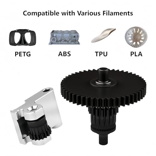 Hardened Steel Extruder Gear Kit for Adventurer 5M, 3D Printer DLC Nano Coating Hardened Steel Extruder Dual Gear Aluminum Handle for Adventurer 5M Pro