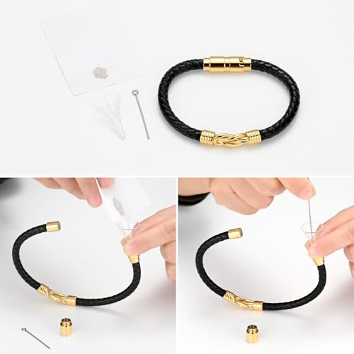 Urn Bracelet for Ashes Cremation Bracelet for Ashes Stainless Steel Keepsake Holder Memorial Ash Bracelet for Women Cremation Jewelry Gold 18cm/7.08in