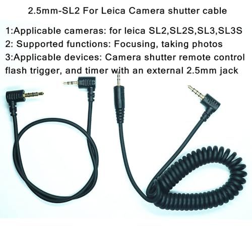 2.5MM-SL2 Shutter Release Cable is Suitable for Leica Camera SL2/SL2S/SL3/SL3S Focusing and Photography Cables It is Suitable for Connecting to Camera Remote Controls Such as JJC/Pixel 221/aodelan 2.5mm-SL2 2pcs