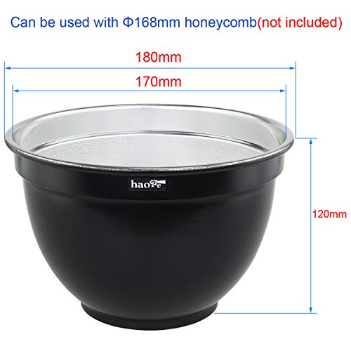 Haoge 7" Standard Reflector Diffuser with 60 Degree Honeycomb Grid for Balcar Alien Bees Alienbees Paul C Buff Einstein White Lightning Studio Light Strobe Monolight Flash