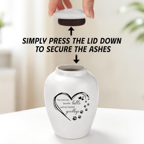 SOITIS Pet Urns for Cats Dog Urns for Ashes 4.8” Pet Urn Ceramic Small Urns White Heart Paw
