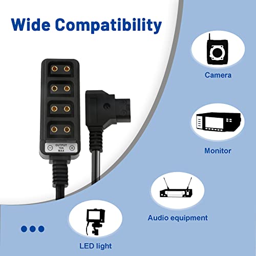 Alvin's Cables D-tap Male to 4 Port D-Tap Female Coiled Splitter Cable for Anton Bauer V-Mount Battery