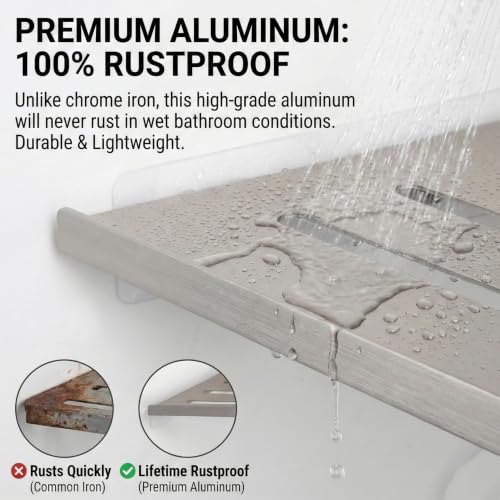 BVL Corner Shower Shelf, 8 Inch Brushed Nickel 2-PACK Bathroom Corner Organizer, 3M Adhesive Wall Mounted Shower Caddy, Waterproof Rustproof Metal Storage Rack for Shampoo Soap 8 INCH-2 PACK