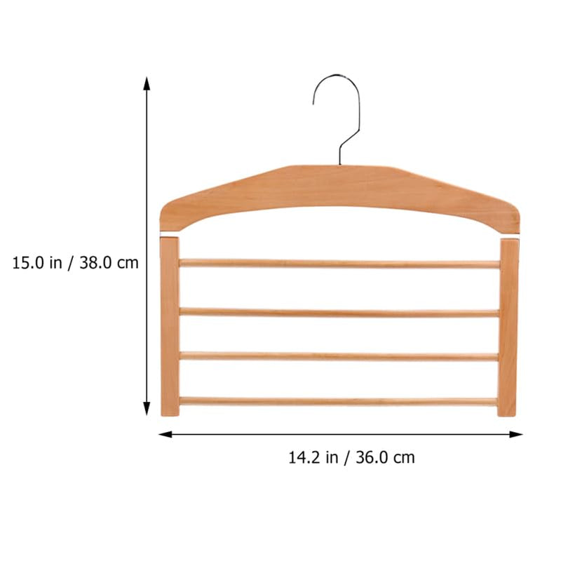 Solid Wood Pants Hanger Multi-Layer Non-Slip Clothes Drying Rack Space Saving Organizer for Home Closet Storage