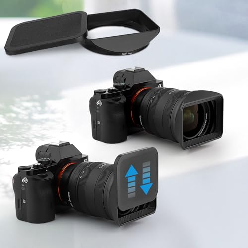 Haoge LH-E245 Metal Square Lens Hood for Sony FE 24-50mm F2.8 G Lens Bayonet Shade with Cap on Sony A7CR a7cii A7R4