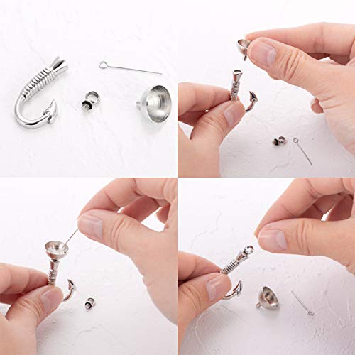 Gredstar Fish Hook Urn Necklace for Ashes, Fishing Memorial Keepsake Silver