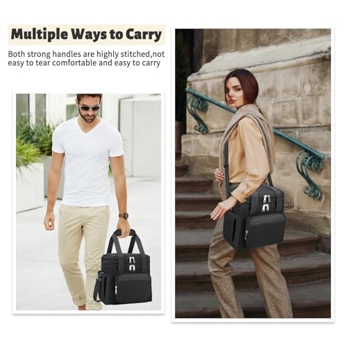 holuxer Lunch Bag & Lunch Box for Men Women - Large Double Deck Soft 22L Black