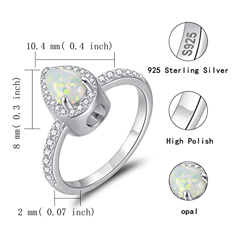 MANBU Sterling Silver Teardrop Opal Urn Ring for Ashes for Women Size 6