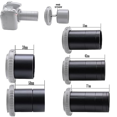 M48 2-Inch Telescope Extension Tube Kit, M48x0.75, 7-Piece Extension Tube Set – 2" / 7-Piece