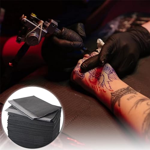 Dental Bibs - Pack of 35 Tattoo Dental Bibs 45.5 x 33 cm 3-Layer Waterproof Tattoo Table Covers Tray Clean Pad Multi-Purpose Black Tattoo Bibs 35 Pieces Black