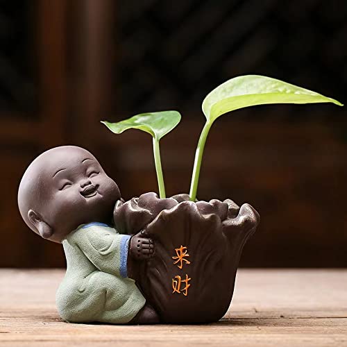 Creative Simple Ceramic no Phase Buddha Figure Monk hydroponic Flower Arrangement Device Home Office Desktop Small Ornaments (蓝色)