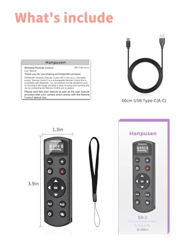 Hanpusen Rechargeable Camera Remote Control for Nikon ZR,Z6III Update Black for Nikon