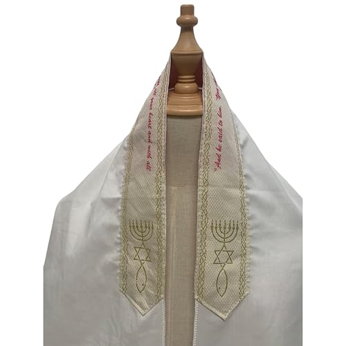 Bethlehem Gifts TM Jewish Christian Messianic Prayer Shawl from Israel Pink Standard