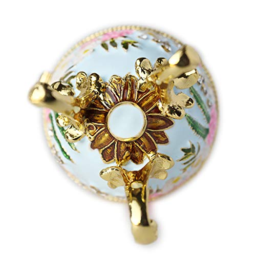 Apropos Hand- Painted Classic Vintage Style Faberge Egg with Rich Enamel and Sparkling Rhinestones Jewelry Trinket Box (Light Blue) Light Blue