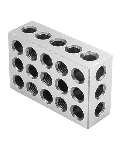 QWORK 2 Pieces Parallel Blocks Metric 1-2-3 Blocks, 23 Holes Clamping Blocks, Size 25 x 50 x 75 mm, Precision 0.005 mm, Milling Machine Accessories