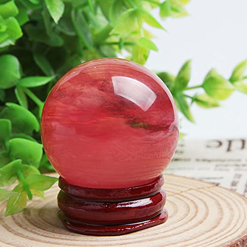 Acxico 1Pcs 40-50mm Natural Red Crystal Ball Sphere Energy Stone Healing Polished Home Decor