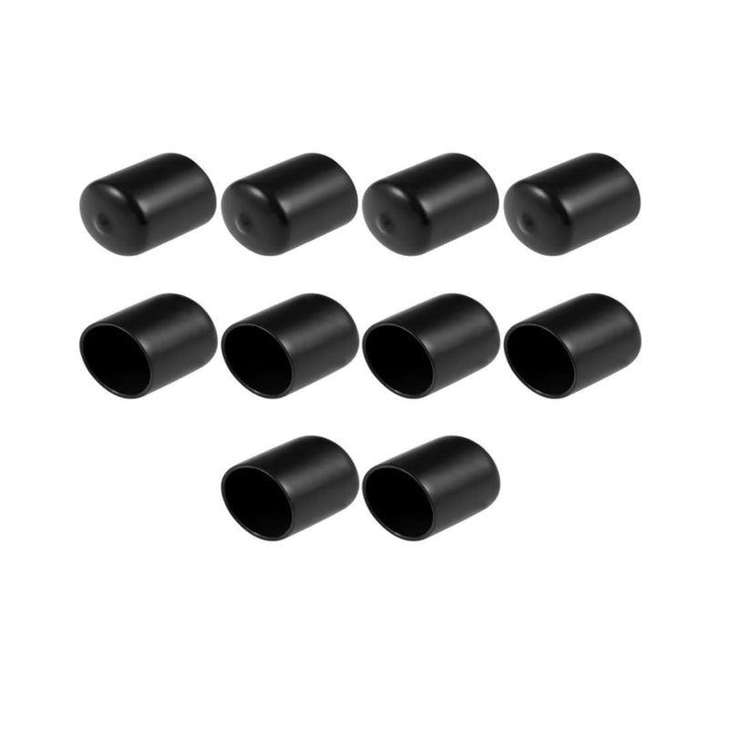 [Australia - AusPower] - Round Rubber End Caps 100 Pcs 3/8" (10mm) ID Vinyl Flexible Screw Thread Protectors Black Bolt End Caps for Metal Tubing Rod Bolt 