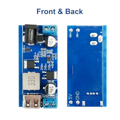 DC-DC Buck Converter 24V/12V to 5V 5A, QIQIAZI Step Down Converter, Power Supply Step Down Module, Step-Down Converter, Adjustable Power Supply, Down Module with USB Port (Pack of 5)