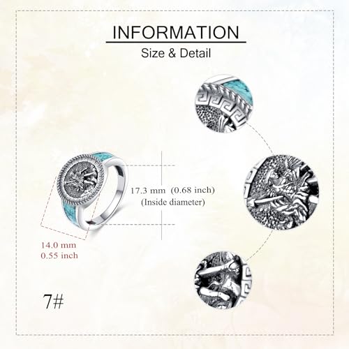 URONE Saint Michael/Benedict/Raphael/Virgin Mary/Christopher Ring 925 Sterling Silver Archangel Signet Ring Religious Jewelry Gift for Women Men #7-10 St. Michael 7-10