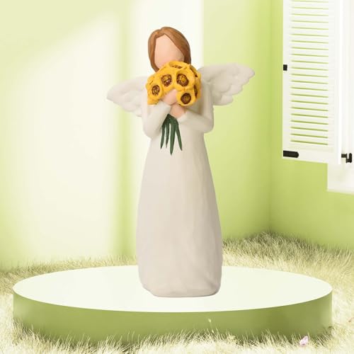Sunflower Gifts for Women, Guardian Angel Statue Holding Sunflower Figurine Sunflower Angel