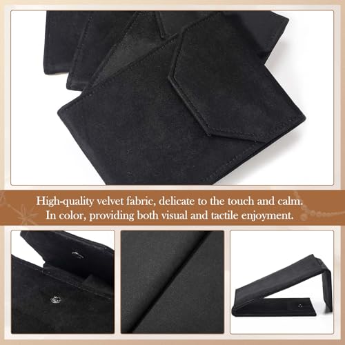 Kenning 6-piece velvet jewelry necklace display folder travel organizer in black, showcasing compact, soft-lined storage for necklaces.
