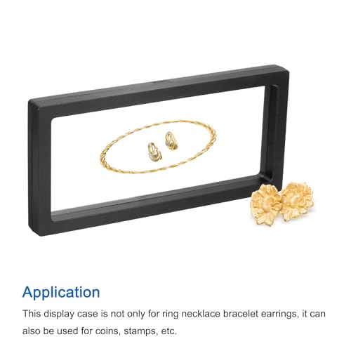 MECCANIXITY Floating Frame Display Holder Stand 3D Jewelry Display Box 9.06 x 4.33 x 0.79 Inch Black for Ring Necklace Bracelet Earring Pack of 4