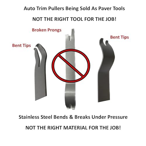 Keyfit Tools U.S.A. Paver Puller PRO 9" Contractor Grade 4140 Heat Treated & Case Hardened Steel w/Joint Scraper Micro Teeth & Gripper Slots Paver Extraction Removal Raise Locked Bricks & Pavers