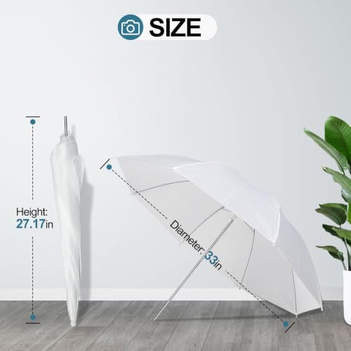 EMART 33"/84cm Translucent White Photo Soft Umbrella for Photography 2Pack White/Silver