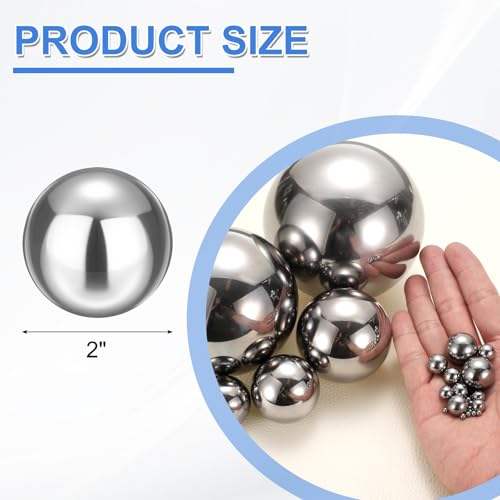 sourcing map Precision Balls 2" (50.8mm) Diameter G25 Solid Chrome Steel Bearing Balls for Ball Bearing, Machinery, Automotive, and DIY (Mirror Finish) 2" 1