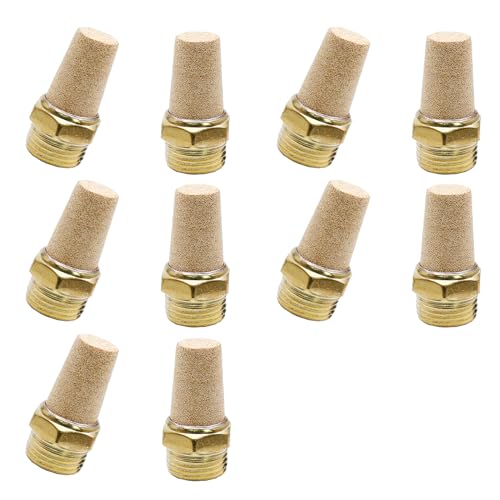 Zorfeter pneumatic brass exhaust muffler filter, 1/4-inch NPT male fitting, 10-piece set