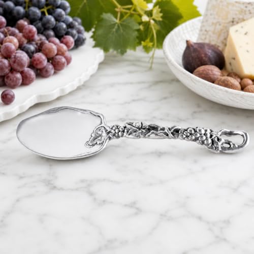 Arthur Court Grape buffet serving spoon in premium aluminum, 11.5 inches long, ideal for entertaining and serving food.