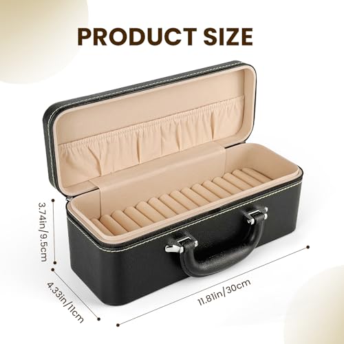 15-Slot Jewelry Organizer Box for Bracelets, PU Leather Bangle Display Case with Velvet Lining - Portable Storage for Retail, Travel, Gift (Wedding/Mothers Day/Valentines)