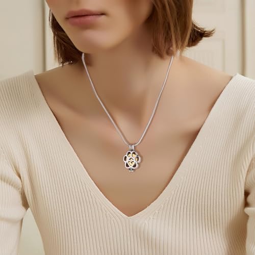 Pet Cremation Jewelry For Ashes For Dog/Cat Paw Stainless Steel Memorial Locket Urn Necklace Inside Mini Box Keepsake Urn Necklace Women Men Loved One Memorial Jewelry