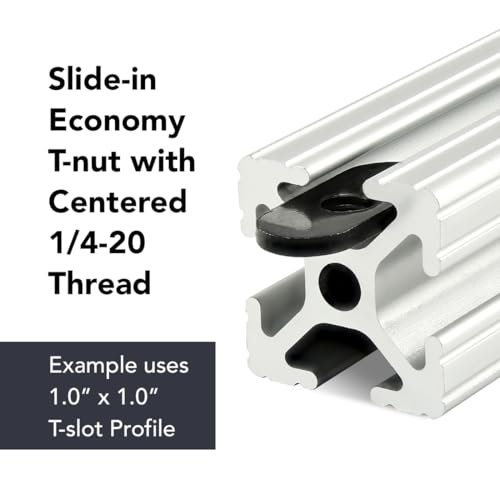 80/20 10 Series 1/4-20 x .375 inch flanged button head socket cap screw with slide-in economy T-nut, 25-piece set